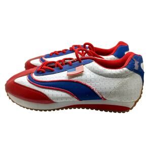 Vintage ROUGE HELIUM Sneakers in Red White Blue w American Flag Women’s Size 8.5